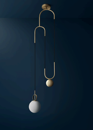 Aurelio Brass Elevate Pendant Mid-Century Pulley Light